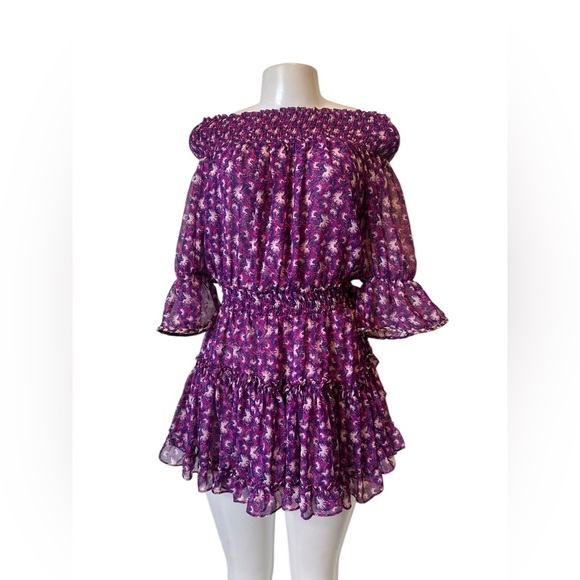 Misa Los Angeles Purple Floral Mini Dress - Picture 1 of 7
